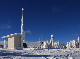 Ski slopes of Silver Star with a communication centre at the top