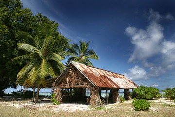 Fototapeta na wymiar Seszele Wyspa egzotyczny raj tropikalny chałupa laguny oceanu