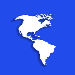 Outline of American Continent on blue background