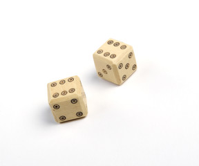 Two  dice on a white background