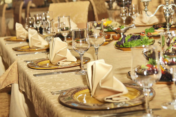 beautifully served dinner table in a restaurant