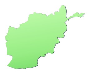 Afghanistan map filled with light green gradient
