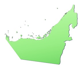 United Arab Emirates map filled with light green gradient