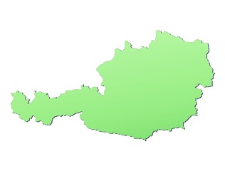 Austria map filled with light green gradient