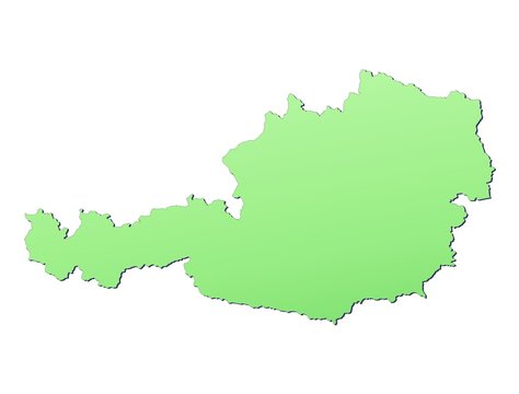 Austria map filled with light green gradient