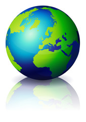 Globe terrestre (reflet métal)