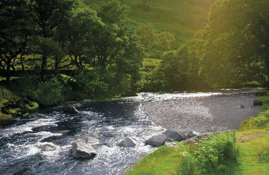 A river through countryside.