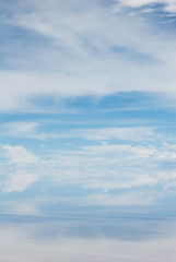 cloudy blue sky reflecting in the water