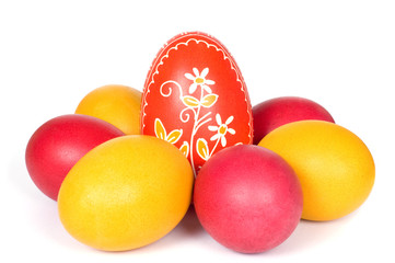Colorful Easter eggs on white background