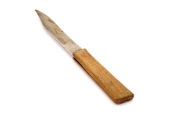 Handmade knife isolated on white.