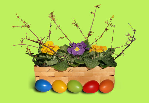 fr&uuml;hlingskorb mit ostereier