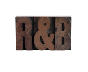 R&B in letterpress wood type