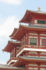 A chinese prayer shrine building exterior in asia.