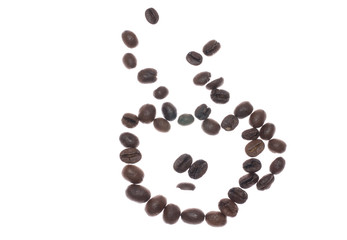 Coffee cup made of beans, white background