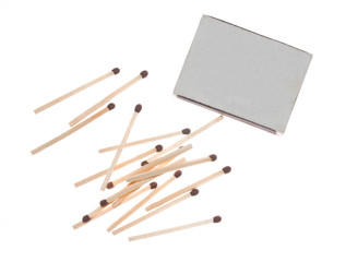 Matchbox and matches, blank space for text