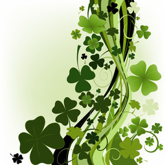 Plakat design for St. Patrick's Day with four and three leaf clovers