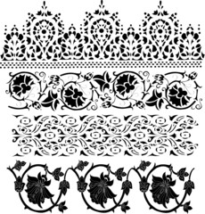 four black floral decoration collection