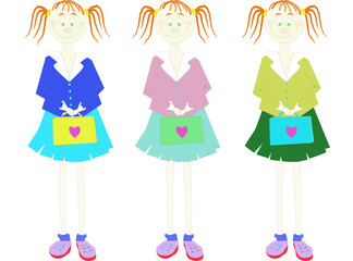 Illustration of  three schoolgirls
