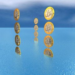 Euro Münzen im Wasser