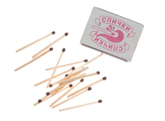 Matchbox and matches, isolated on white background