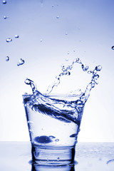 Close up view of the splash in water