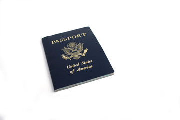 Blue passport on white background