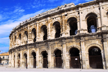 Roman arena in city of Nimes in southern France
