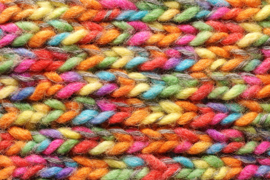 Colored wool in close up