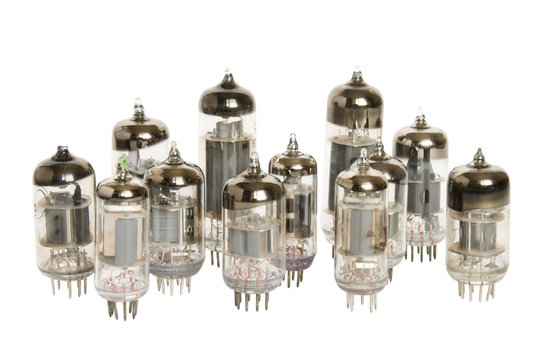 Vacuum tubes on white background
