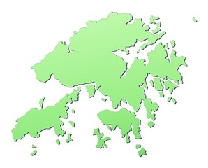 Hong Kong map filled with light green gradient