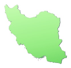 Iran map filled with light green gradient
