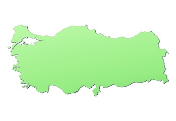 Turkey map filled with light green gradient