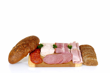 Bread meat on cutting board
