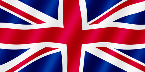 British Union Jack flag blowing in the wind illustration.