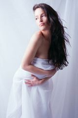 Fototapeta premium young black hair woman portrait
