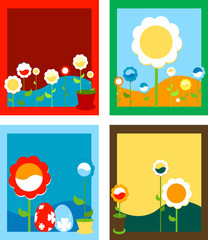 framed spring flowers; floral background