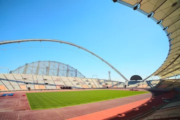 Lichtdoorlatende rolgordijnen zonder boren Stadion Binnen Khalifa-sportstadion in Doha, Qatar