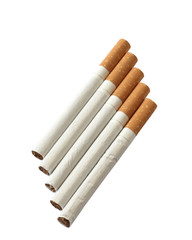 close up of cigarettes on white background
