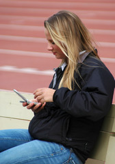 Teen using a cellphone.
