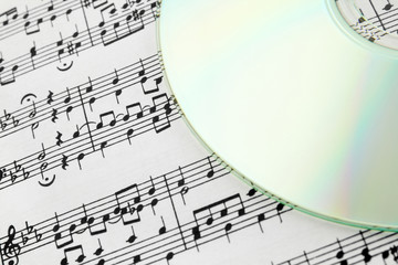 Digital music concept. CD and music notes.