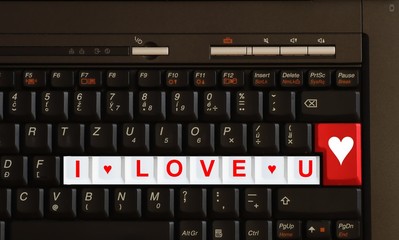 Valentine message - I love you written on keyboard