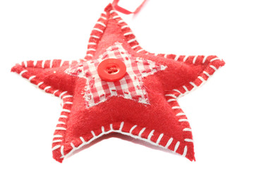 red patchwork star christmas tree decoration