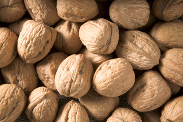 Several walnuts viewed from above