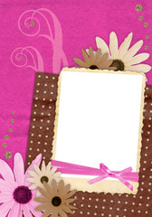 pink and brown scrapbook page for one photo in retro style 