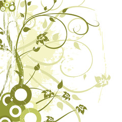 flower ornament vector design with grunge elements