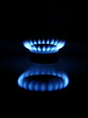 Blue flames of gas stove 