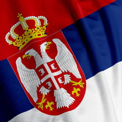 Closeup of the flag of Serbia, square image - 6369767