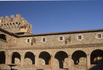 Moon rising over Cloister along the inner courtyard 