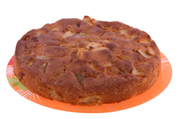 Tasty Baked Pie on a Plate Isolated on White