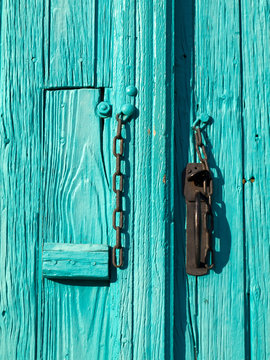 Turquoise entrance door